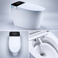 WC intelligent sans réservoir de luxe avec bidet intégré, ouverture automatique, siphon en P/S, double chasse d'eau, lumière LED bleue et affichage numérique HD
