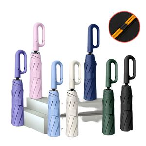 Parapluie d'affaires transparent en pongé, de haute qualité, à ouverture automatique, pliable en 3 sections, entièrement automatique, style coréen classique, imprimé - Product Image 4