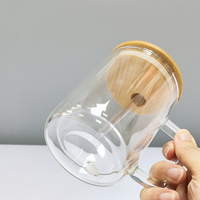 Mug en verre à double paroi de 15 oz pour sublimation, pré-percé avec couvercle en bambou, tasse à café transparente Topjlh