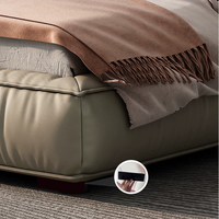 Luxuriöses Modernes Minimalistisches Bett mit Nappaleder-Bezug Kiefernholz-Stahlrahmen Stauraum-Hauptschlafzimmerbett BTLB069 für Zuhause oder Hotel