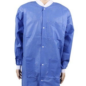 Camice da Laboratorio Blu SMS, Giacca per Visitatori, Camici Monouso in Maglia con Bottoni Frontali, per Dentisti e Medici, Taglie S/M/<span class=keywords><strong>L</strong></span>/<span class=keywords><strong>XL</strong></span> - Product Image 2