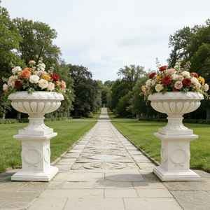 Grandes jardinières en marbre <span class=keywords><strong>blanc</strong></span> d'extérieur modernes, faites à la main, sculptées à la main, pour la décoration du jardin - Product Image 1