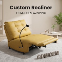 Fauteuil d'angle contemporain en cuir véritable avec inclinaison électrique, design peu encombrant pour la maison, le bureau et l'hôtellerie