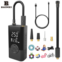 BAIMEI Mini Wireless Tire Pressure Monitor Digital Pressure Gauge Air Pump with Fast Inflate for Cars and Bicycles