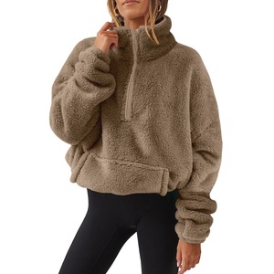 <strong>Christmas</strong> Zip up Faux Fur Winter Fleece <strong>Sweatshirt</strong> Hoody <strong>Ladies</strong> Pullover Casual Oversized <strong>Sweatshirt</strong> Fluffy <strong>Sweatshirt</strong> Women - Product Image 1