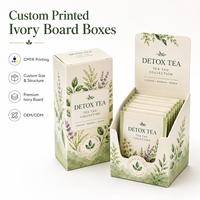 Boîte en carton blanc pour thé détox, en matériau recyclé, avec impression CMJN du logo personnalisé, épaisseur 18pt