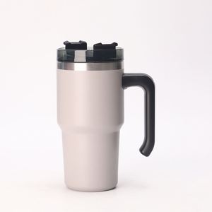 Mug de voyage isotherme sous vide en acier inoxydable avec poignée de voiture, couvercle, paille et base antidérapante, 20oz 30oz - Product Image 5