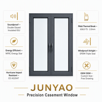 Fenêtre à battant JUNYAO résistante aux ouragans, étanche, insonorisée 5+27A+5, certifiée Energy Star, conforme NFRC AS2047, pour villa