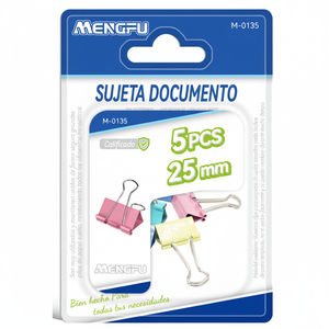 Mengfu M-0135 Confezione da 5 Fermagli Multicolore da 25mm per Organizzazione Documenti, in Acciaio Magnetico, Made in China - Product Image 2