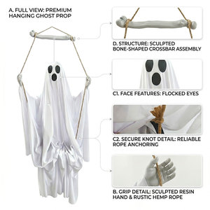 Decoraciones de Silicona Animatrónicas Duraderas para Fiestas de Halloween, Acción de Gracias, Navidad y Año Nuevo, con Diseño de Fantasmas Colgantes para Casas Encantadas - Product Image 4