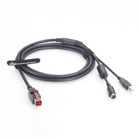 Kabel USB Split 24V dengan USB-B Data Hosiden 3 Pin Power untuk Printer POS, Periferal Komersial, Sistem Kasir Ritel