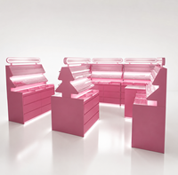 Diseño Moderno de Tienda de Cosméticos Rosados con Muebles Comerciales Personalizados, Exhibidores LED Acrílicos y Equipamiento de Quiosco para Centro Comercial