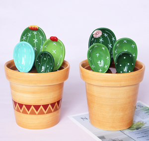 Juego de Cucharas Medidoras de Cocina con Diseño de Cactus, Utensilios de Cerámica Creativos para Regalos de Inauguración y Cumpleaños - Product Image 2