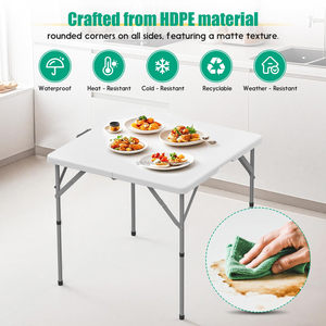 34'' Square <strong>Folding</strong> <strong>Card</strong> <strong>Table</strong> Fold-in-Half Portable Dining <strong>Table</strong> with Handle and Safety Lock Foldable Plastic Dining <strong>Table</strong> - Product Image 4