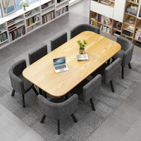 Table et chaises pliantes rectangulaires modernes avec plateau en bois pour salle à manger d'hôtel ou maison - 8 personnes