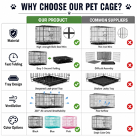 Cage pliable robuste en fer pour chien avec plateau intégral respirant, pour intérieur et extérieur, pour chiens de petite et moyenne taille, tailles personnalisées disponibles