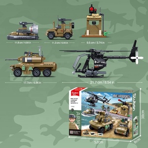 Scène de guerre moderne - Opération offensive conjointe - Véhicule blindé - Hélicoptère - Bunker - Modèle en blocs de construction en plastique ABS - Jouet pour garçon - Product Image 5