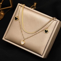 Ensemble de bijoux de luxe plaqué or 18 carats en acier inoxydable, pendentif étoile cœur papillon, collier double couche, bracelet, étanche