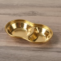 Bol à sauce et assiette à trempette multi-compartiments en acier inoxydable doré, jetable et écologique, pour camping, barbecue, fondue chinoise