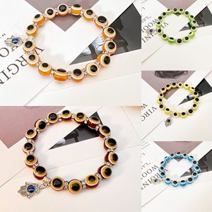 Bracelet élastique turc anti-mal avec breloque œil turc et strass colorés, bijou unisexe, cadeau - Product Image 1