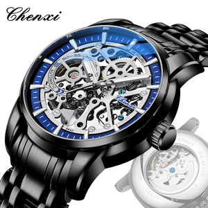 Men's Luxury Fashion Hip Hop Alloy Case Stainless Steel Band <b>Automatic</b> Mechanical Watch <b>Chronograph</b> Sapphire Crystal Dial - Product Image 2