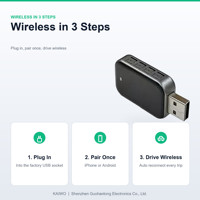 KAIWO Wireless CarPlay Adapter WiFi6 USB Plug-n-Play untuk Perjalanan Sehari-hari dan Road Trip, Tanpa Sentuh, Kontrol Suara, Panggilan, Peta Online