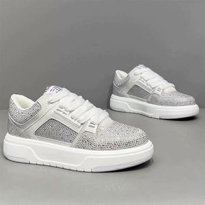 2026 New <b>Men</b> Fashion Light Luxury Hot Diamond Sneakers Sparkly Crystal Embellished Lace-Up Casual <b>Shoes</b> - Product Image 3