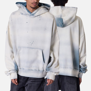 Custom Breathable Cotton Washed Distressed Hoodie Men's Hip Hop Oversized Hoodie Street Wear Design Factory Wholesale - Product Image 1