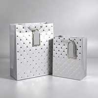Bolsa de Papel para Regalo de Perfume y Joyería Premium al por Mayor, Bolsa de Papel de Compras de Lujo con Estampado en Dorado y Negro con Etiqueta Colgante
