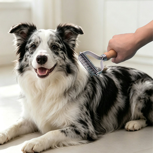 Double-sided Stainless Steel Teeth Wooden Handle <b>Pet</b> Cats Dogs Hair Dematting Deshedding Grooming Comb Tool <b>Pet</b> Grooming <b>Brush</b> - Product Image 2