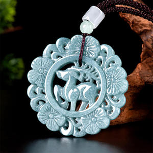 Colgante de jade natural azul jadeíta, diseño clásico original de ciervo estilo chino UNISEX, regalo con certificado de tasación DW09 - Product Image 3