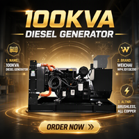 Générateur diesel à vendre, type ouvert/silencieux, 100 kVA, commande à distance automatique, super silencieux, panneau ATS AMF, faible consommation de carburant