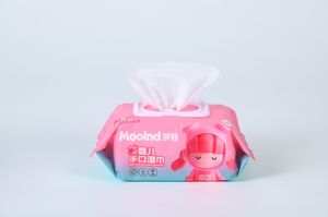 Lingettes humides lavables en tissu non tissé doux, biodégradable et organique, avec logo personnalisable, 80 feuilles par paquet - Product Image 3