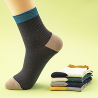 Calcetines de algodón para hombre, estilo vintage, con contraste en el talón y punta, tejido gofrado, para uso diario, oficina o casual, con logotipo personalizado, venta al por mayor.