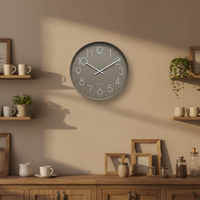 Jam Dinding Akrilik Kuarsa Modern 12-Inci Desain Hitam Jarum Senyap Satu Sisi Gaya Antik Still Life untuk Ruang Tamu