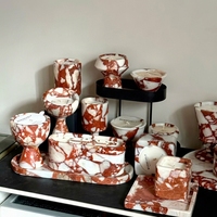 Support de bougie en marbre Calacatta rouge SHENGLIN, forme personnalisable, veinage naturel unique, récipient d'aromathérapie pour la décoration intérieure