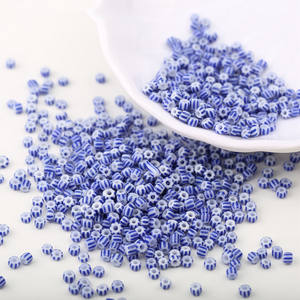 الخرز الزجاجي بخط أحمر وأبيض وأزرق وأسود من الخرز الزجاجي البطيخ 3 بالأسلوب البوهيمي - Product Image 3