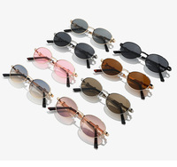 Nouvelles Lunettes de Soleil Ovales Petites 2026 pour Hommes et Femmes, Monture Métallique, Style Rétro Chic Années 90, Lunettes de Luxe de Marque