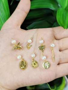 FM-JDN0883 <span class=keywords><strong>Collier</strong></span> à pendentif mini charms tendance pavé de CZ, charms en forme de papillon/<span class=keywords><strong>plume</strong></span>/croix, <span class=keywords><strong>collier</strong></span> de perles en gros - Product Image 2