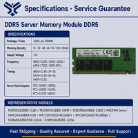 Module de mémoire serveur DDR5 4800 32 Go RDIMM ECC Registered PC5-38400R 288 broches 1,1 V pour systèmes Xeon AMD EPYC
