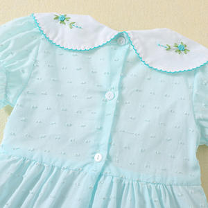 Sommerliches Mädchenkleid mit Spitzenmuster, lässigem, süßem Blütenblattkragen, Prinzessinnenkleid für Babys, Baumwolle, A-Linien-Silhouette, Kinderkleid - Product Image 3