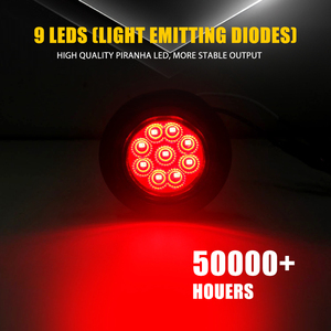 ไฟเลี้ยวข้าง AUXITO ทรงกลม 2 นิ้ว 9 ดวง LED สีแดง พร้อมฝาครอบรมดำ สำหรับรถบรรทุก รถ UTV รถพ่วง รถตู้ จำนวน 5 ชิ้น - Product Image 4