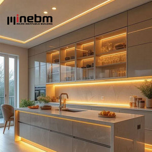 Meubles de cuisine au design moderne avec finition laquée, armoires de cuisine avec îlot central - Product Image 5