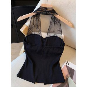 Top de encaje para mujer, sin mangas, con botones, estilo coqueta, para salir de fiesta - Product Image 2