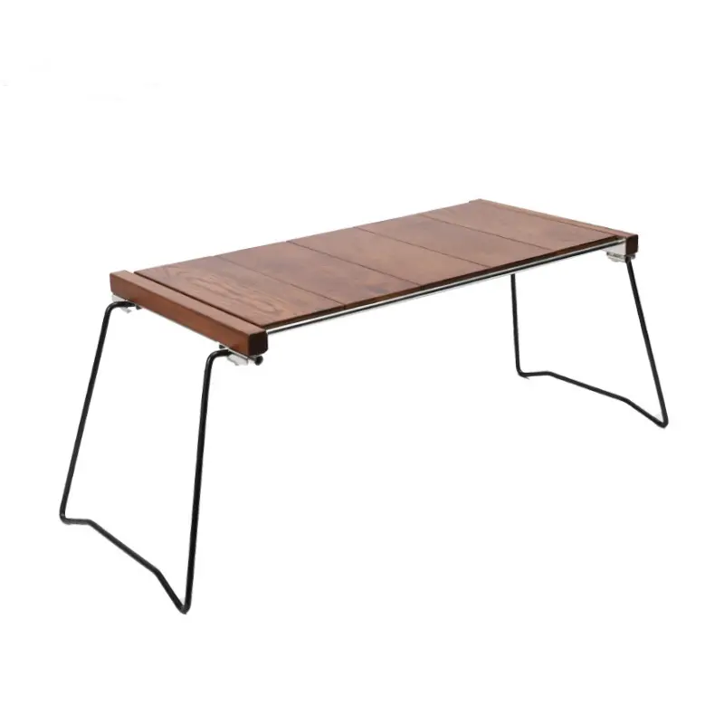 Mesa plegable portátil de madera maciza para exteriores, mesa de barbacoa para acampar