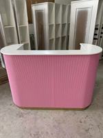 Petit comptoir de réception de boutique en MDF 120/150/180cm pour salon de beauté hôtel disponible en couleur rose blanc vert