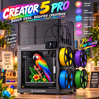 3D-принтер Flashforge Creator 5 Pro с 4 печатающими головками: в 500 раз быстрее, многоцветная печать, без отходов, автоматическое выравнивание