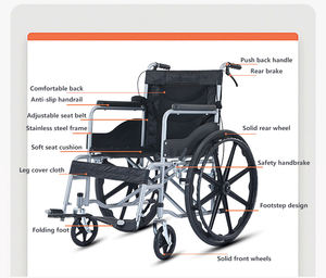 Silla de ruedas de movilidad plegable manual usada médica activa para ancianos y discapacitados con frenos de paraguas adultos brazo fijo - Product Image 5