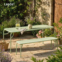 Ensemble de Tables et Chaises de Repas d'Extérieur en Métal et Banc en Aluminium, Projet de Mobilier Personnalisable Multicolore pour Patio, Villa, Jardin et Hôtel
