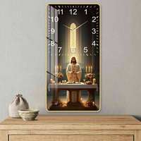 Décoration d'intérieur Horloge Murale 3D Design Chrétien Tendance Vente en Gros Art Mural Salon Peinture Décorative Écologique en Porcelaine de Cristal